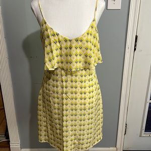 Yellow dress with blue design brand jore
